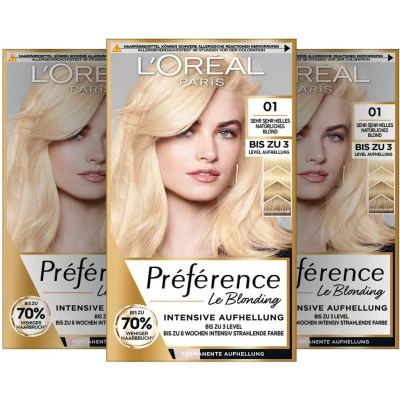 Abbildung von L&#039;Oréal Paris Permanente Haarfarbe zum Blondieren der Haare, Haarfärbeset mit Coloration und Farbglanz Pflegebalsam, Préférence Le Blonding, 11.21, Multipack