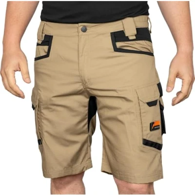 Abbildung von ACE Constructor Herren Arbeitshose kurz Männer Arbeitshosen mit Cargo Taschen &amp; Stretch Bund für den Sommer Beige 46