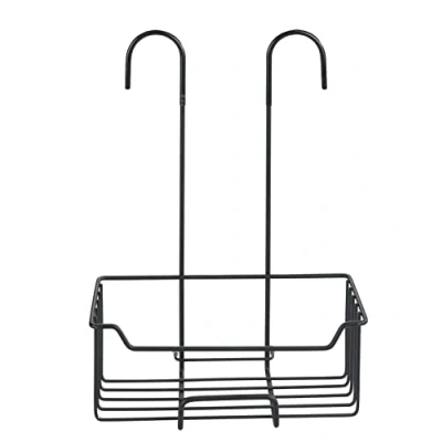 Abbildung von WENKO Thermostat Dusch Caddy Mod. Milo, Duschregal zum Hängen an die Armatur, Ablage aus Edelstahl (rostfrei), 25 x 36 14 cm, Schwarz matt