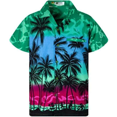 Abbildung von V.H.O. Funky Hawaii Hemd, Herren, Kurzarm, Beach, Eclectic Grün, M