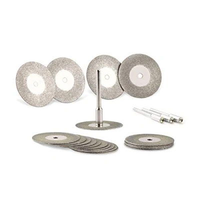 Abbildung von Universal 30mm Diamant Trennscheiben 20 Stück, mini Schneidscheiben Flexscheiben mit 4 Stück Dorne Schaft, Metall Diamantscheiben für Stein, Holz, Fliesen, Glas, Kunststoff