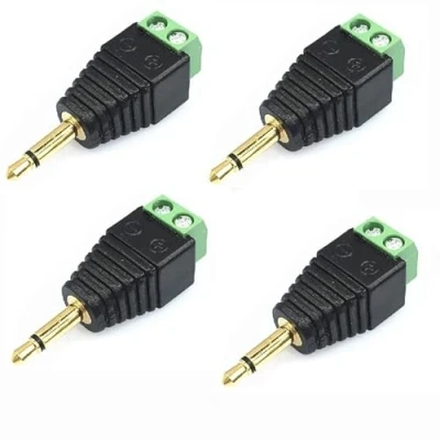 Abbildung von Switian 4Pcs Klinken Stecker 3,5 mm Adapter Terminal Block 2 Pin Schraub Klemmen Vergoldet