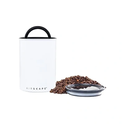 Abbildung von Planetary Design Airscape Edelstahl Kaffeebehälter Vorratsbehälter für Lebensmittel Patentierter luftdichter Deckel Erhaltung der Lebensmittelfrische durch überschüssige Luft (Medium, Mattweiß)