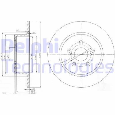 Abbildung von DELPHI BG3922 Bremsscheibe 271 10 5 voll geölt unbehandelt ohne Radlager, ABS Sensorring TOYOTA: Avensis I Saloon, Estate