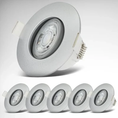 Abbildung von B.K.Licht 6er Set LED Einbaustrahler 230V, Schwenkbare Strahler für das Badezimmer IP65, Deckenstrahler, Spots, Deckenspots, Badezimmerlampe, 9 x 4,2 cm (DxH), Chrom Matt