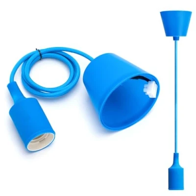 Abbildung von Aigostar E27 Lampenfassung,Pendelleuchte Hängelampe Esstisch Höhenverstellbar,Lampenaufhängung mit 1m Kabel,Pendelleuchte Deckenhalterung,Kinderlampe,DIY Dekorative Beleuchtung,Blau