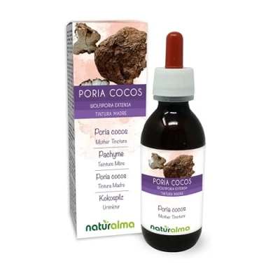 Abbildung von Poria cocos oder Kokospilz (Wolfiporia extensa cocos) Pilz Alkoholfreier Urtinktur Naturalma Flüssig Extrakt Tropfen 120 ml Nahrungsergänzungsmittel Veganer