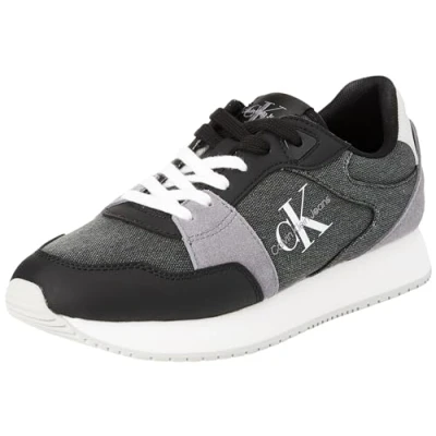 Abbildung von Calvin Klein Jeans Damen Runner Sneaker Low Lace Mix Sportschuhe, Mehrfarbig (Black/Stormfront), 38