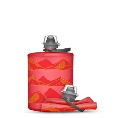Abbildung von HydraPak Stow (500ml, 17oz) Zusammenklappbare Wasserflasche Ultraleichte &amp; verpackbare Reiseflasche, flexible Ski , Wander Fahrrad oder Kletterflasche Rot, Berg Design