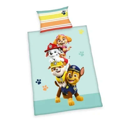 Abbildung von Herding Paw Patrol Bettwäsche Set, Made in Green, Kopfkissenbezug 40 x 60 cm Mit Hoteleinschlag, Bettbezug 100 135cm, Knopfverschluss, 100% Baumwolle/Flanell