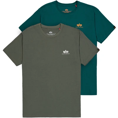 Abbildung von Alpha Industries Basic Small LOGO 2 PACK Tshirt basic, Größe: Small, Dark olive/force green