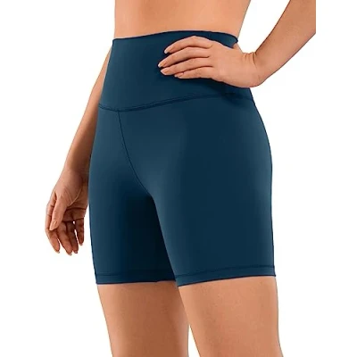 Abbildung von CRZ Yoga Naked Feeling Damen Kurze Leggings High Waist Blickdicht Fithess Shorts Radlerhose Sporthose 15cm FRANZÖSISCHE Marine 40