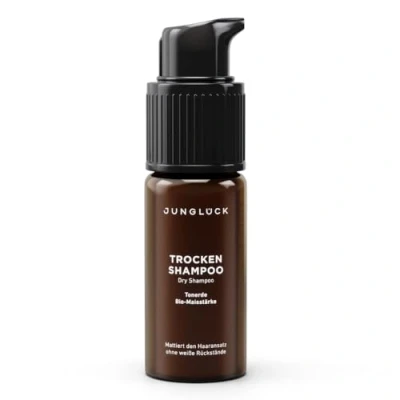 Abbildung von JUNGLÜCK Trockenshampoo für dunkles Haar Vegan Dry Shampoo verleiht spürbar mehr Griffigkeit und Volumen ohne weiße Rückstände Aerosolfreies mattierendes sofortige Frische