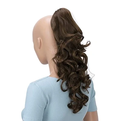 Abbildung von CAISHA 40cm Haarzopf Lily Haarteil mit Butterflyklammer Pferdeschwanz Haarverlängerung Voluminös Gewellt Mittelbraun H212