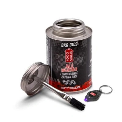 Abbildung von Errecom 1000 Miglia BKR 3103 Fahrradkette Schmiermittel All Weather 240 ml, für Alle Jahreszeiten und Wetterbedingungen, In One mit Pinsel enthalten