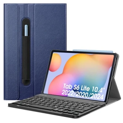 Abbildung von Fintie Tastatur Hülle für Samsung Galaxy Tab S6 Lite 10,4 Zoll 2024/2022/2020 Tablet Keyboard Cover mit Magnetisch Abnehmbarer Deutscher Bluetooth Tastatur, Marineblau