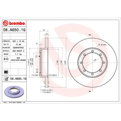 Abbildung von BREMBO COATED DISC LINE 08.7106.11 Bremsscheibe 315 18 6 voll beschichtet MITSUBISHI: Pajero 2, Sport 1 SUV, Delica / Space Gear MPV