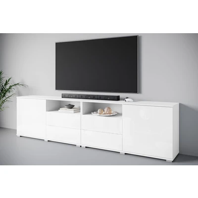 Abbildung von OTTO home Lowboard "Kenia, TV-Schrank, 240 cm breit, mit 2 Türen und 4 Schubladen" 1 Stk. tlg. Höhenverstellbare Einlegeböden offene Ablagefächer