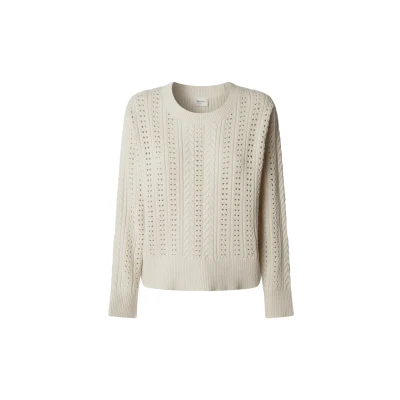 Abbildung von Pepe Jeans Strickpullover, Damen, Größe: Large, Oyster white