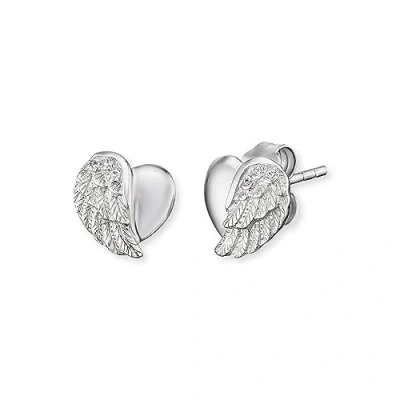 Abbildung von Engelsrufer Damen Ohrstecker Herzflügel Bicolor aus Sterling Silber, Zirkonia Steine, Steckverschluss, nickelfrei, Allergiker freundlich