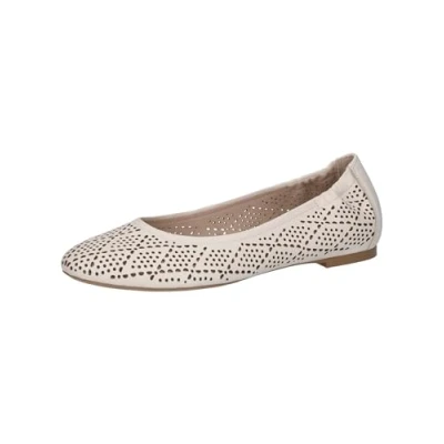 Abbildung von CAPRICE Damen Ballerinas aus Leder mit Lochmuster, Cremefarben (Offwhite Nappa), 40 EU