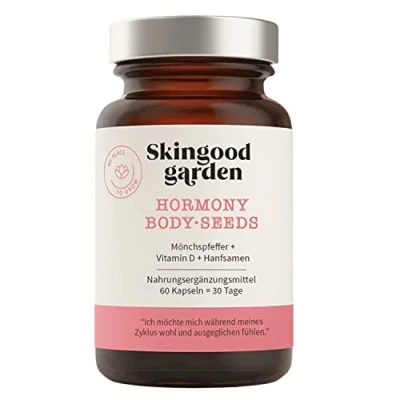 Abbildung von Skingood Hormony Bodyseeds Nahrungsergänzung mit Mönchspfeffer für weibliches Wohlbefinden während des Zyklus vegane Formel Pflanzenstoffen und Vitamin D 60 Kapseln