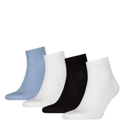 Abbildung von Calvin Klein Underwear MEN Quarter Shadow LOGO 4 PACK Socken, Herren, Größe: One Size, White/blue
