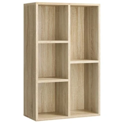 Abbildung von VASAGLE Bücherschrank, Bücherregal, mit 5 Fächern, Büroregal, Würfelregal, Standregal, für Wohnzimmer, Schlafzimmer, Büro, Kinderzimmer, eichefarben LBC25NL