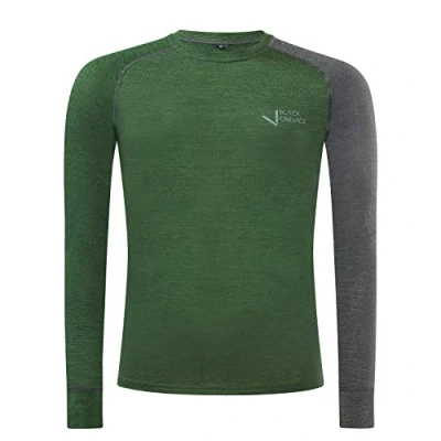 Abbildung von Black Crevice Herren Langarmshirt aus Merino Wolle in M Forest Green/Anthracite I Funktionsshirt atmungsaktiv Funktionsunterwäsche Base Layer Long Sleeve Skiunterwäsche