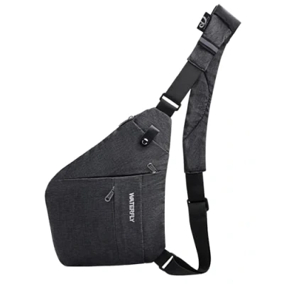 Abbildung von WATERFLY Brusttasche Schultertasche Sling Bag: Anti Diebstahl Tasche Herren Damen Crossover Bag Umhängetasche Klein Crossbody theft Bodybag Cross Chest Pack Diebstahlsicher