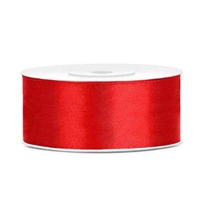 Abbildung von Satinband Polyester Schleifenband Seidenband Geschenkband 6/12/25/38/50/100 mm x 25 m (Größe 25mm 25m Farbe Rot)