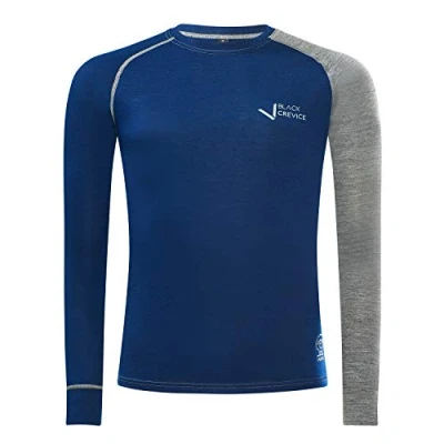 Abbildung von Black Crevice Herren Langarmshirt aus Merino Wolle in XL Anthracite/Forest Green I Funktionsshirt atmungsaktiv Funktionsunterwäsche Base Layer Long Sleeve Skiunterwäsche