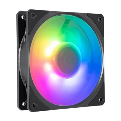Abbildung von Cooler Master Mobius 120P ARGB Gehäuselüfter 120mm Lüfter mit Ring Blade Design (PWM), ultra langlebiges Loop Dynamic Bearing (max. 75,2 CFM, 3,63 mmH2O, 30 dBA), abgeschrägter Air Focus Rahmen