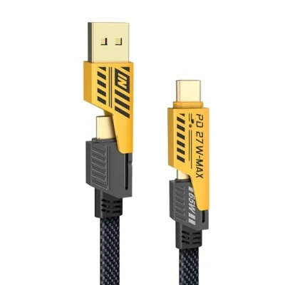 Abbildung von YISH Multi USB Ladekabel 4 in 1：Universal Schnellladekabel [1.8M] Nylon C Kabel mit A/USB auf 65W Typ C+ 27W PD Datenkabel für iPhone Android Samsung Galaxy Huawei Sony Oneplus MacBook iPad