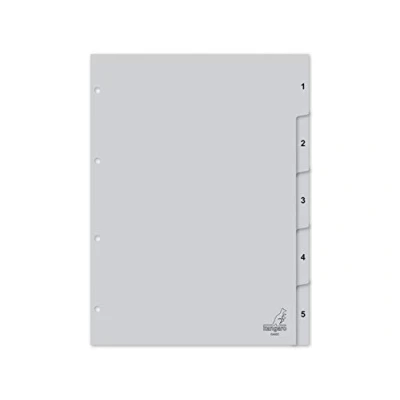 Abbildung von Register Kangaro DIN A4 Ziffer PP 120 micron 4r. 5tlg grau