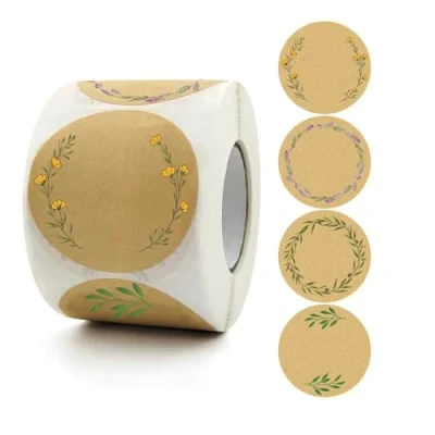 Abbildung von 500 Stück Kraftpapier Aufkleber, 5cm Aufkleber Etiketten Rund Selbstklebend für Marmeladen gläsergewürz, Backen, Geschenktüten, Flaschen, Küche Umschlag, Hochzeit