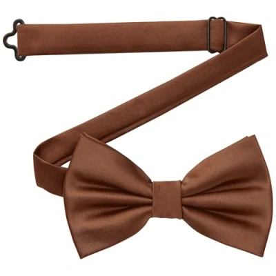 Abbildung von DonDon Fliege Herren handgefertigt Seiden Look 12 x 6 cm Braun