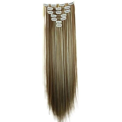 Abbildung von CAISHA XL 60cm 7 Teile Set CLIP IN EXTENSIONS Jenny Haarverdichtung Haarverlängerung Glatt Braun Blond Mix CE19
