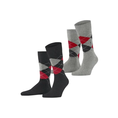 Abbildung von Burlington 2ER PACK Socken, Herren, Größe: 41 46, Schwarz grau rot
