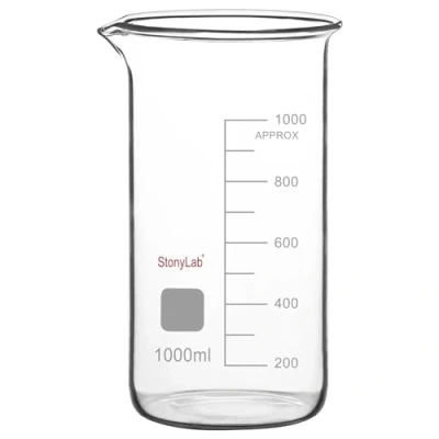 Abbildung von stonylab Glasbecher, 1er Pack Borosilikatglas Graduierter Hoher Becher mit Ausgießer, Laborbecher, 1000 ml