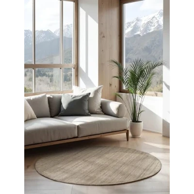 Abbildung von Hanse Home Jute Teppich Rund Natur Wohnzimmerteppich aus 100% Handgewebt &amp; Natürlich Boho Naturfaser Juteteppich für Wohnzimmer, Schlafzimmer, Esszimmer Grau Braun, Ø 200cm