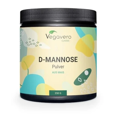 Abbildung von D MANNOSE Pulver 250 g Vegavero ® Rein pflanzlich &amp; Naturbelassen Laborgeprüft und GVO frei Mit Dosierlöffel Optimale Löslichkeit Vegan
