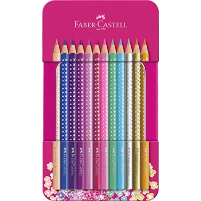 Abbildung von FABER CASTELL 201737 Buntstifte Set Sparkle 12 teilig, im Metalletui, dreikant, bruchsicher