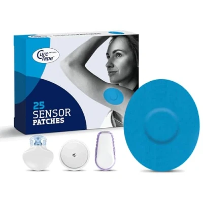 Abbildung von CureTape Patches Sensor Fixierpflaster Pflaster für Freestyle Libre, Dexcom und Medtronic Guardian Sensoren TÜV Zertifikat 20 Stück(e) (Beige) (Blu)