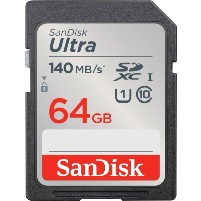 Abbildung von SanDisk Ultra SDXC UHS I Speicherkarte 64 GB (Für Kompaktkameras der Einstiegs und Mittelklasse, Full HD Videos, U1, C10,V10, bis 140 MB/s Lesegeschwindigkeit, 10 Jahre Garantie)