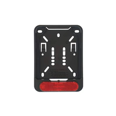 Abbildung von 1x Kennzeichenhalter für Versicherungskennzeichen 135 x 110 mm Mofa SPedelec EBike Moped L Rad Leichtrad mit rotem Reflektor