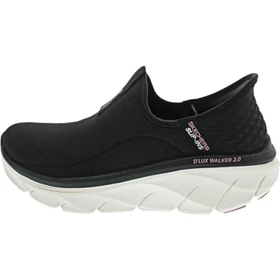 Abbildung von Skechers Damen D&#039;Lux Walker 2.0 Happy Step, Schwarzes Netzgewebe mit rosa Rändern, 39 EU