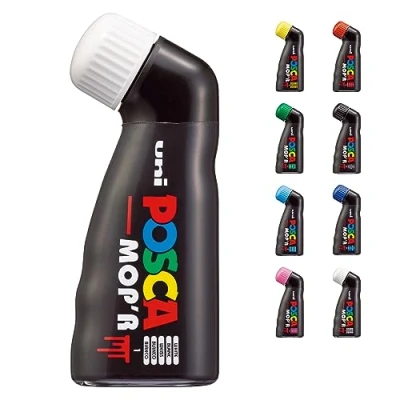 Abbildung von POSCA uni ball 183201 Marker MOP&#039;R PCM 22, runde Stempelspitze 3 19 mm, weiß, 1 Stück, ergonomische Form