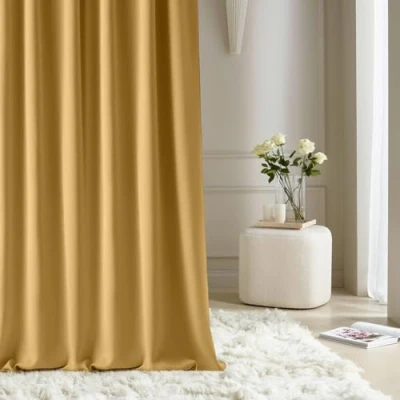 Abbildung von ROOM99 Vorhang mit Silberen Ösen Aura 140 x 250 cm Breite Höhe Schiebegardinen Modern Curtain Wohnzimmer Schlafzimmer Senf, 1 Stück