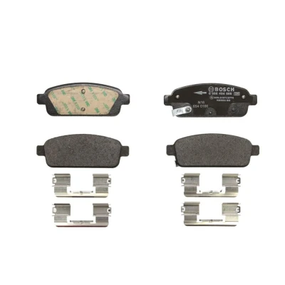 Abbildung von BOSCH 0 986 494 666 Bremsbelagsatz Low Metallic mit akustischer Verschleißwarnung Anti Quietsch Blech, Montageanleitung